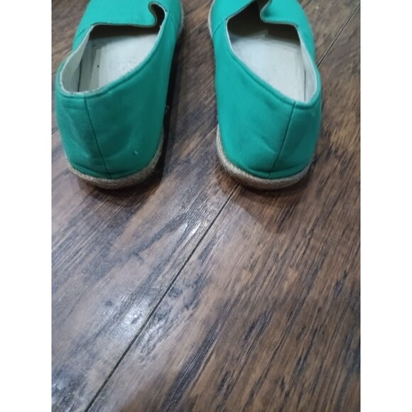 PAIR OF WOW! GREEN CANVAS JUTE ESPADRILLES SHOES - SIZE 8 - Picture 4 of 5